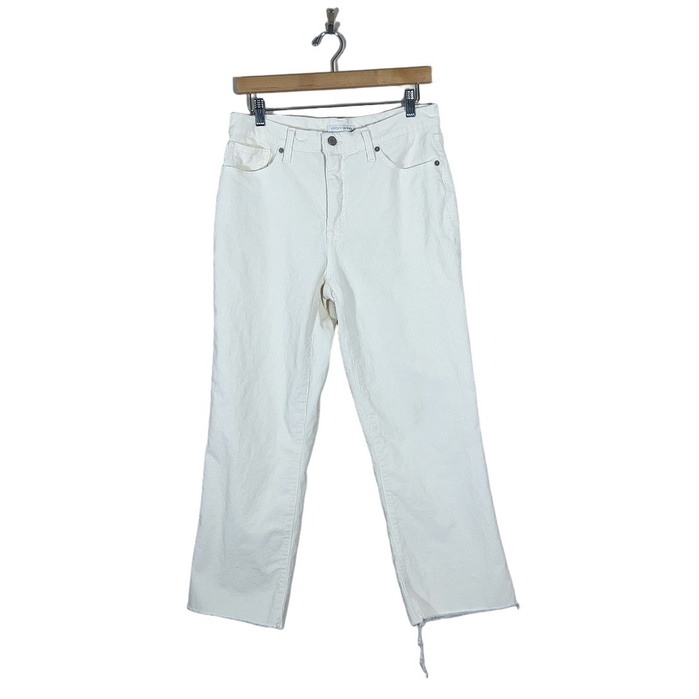 Lucky Brand Bridgette Corduroy Pants High Rise Crop Mini Boot Ivory Size 10/30
